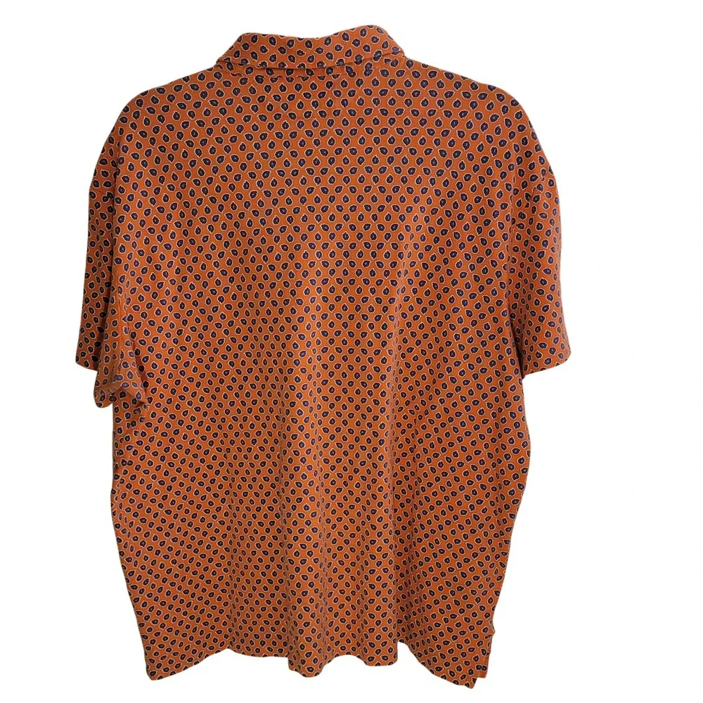 Polo Ralph Lauren Polo Shirt Mens XL Orange Paisley Floral Featherweight Mesh‎